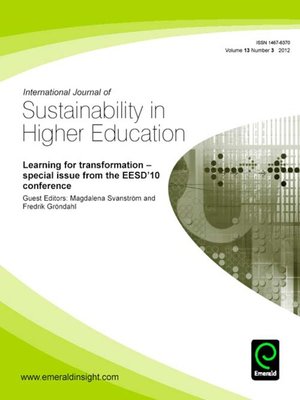 cover image of International Journal of Sustainability in Higher Education, Volume 13, Issue 3